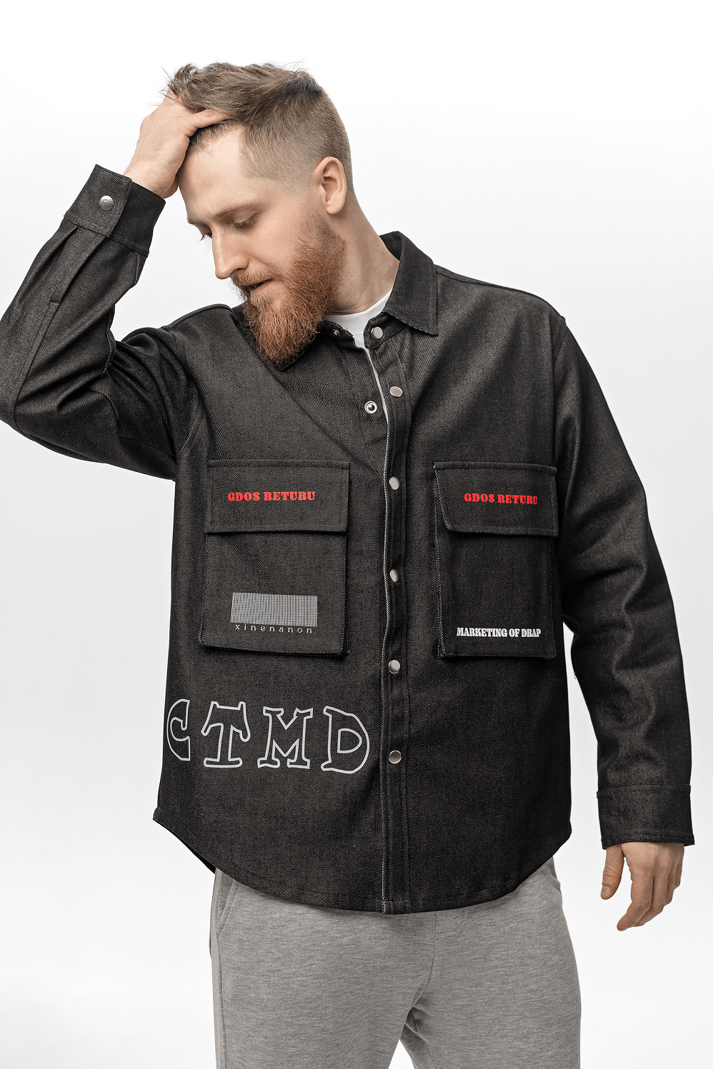 Jacheta jeans imprimat - Almam Fashion