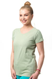 Tricou damă bumbac 100 % verde deschis – pentru uniforme, angro sau utilizare zilnică