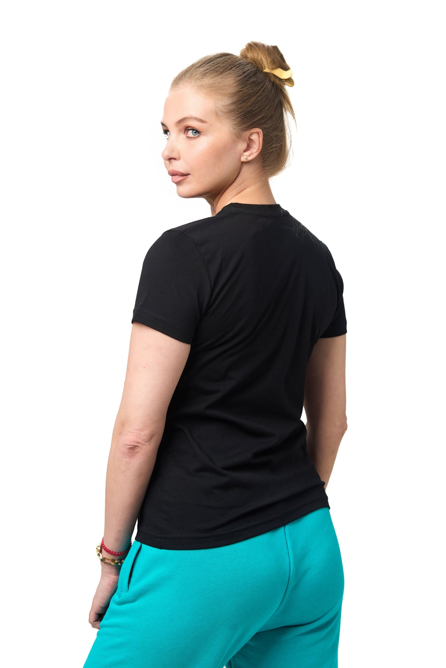 Tricou negru clasic damă – din bumbac, perfect pentru personalizare cu broderie sau print
