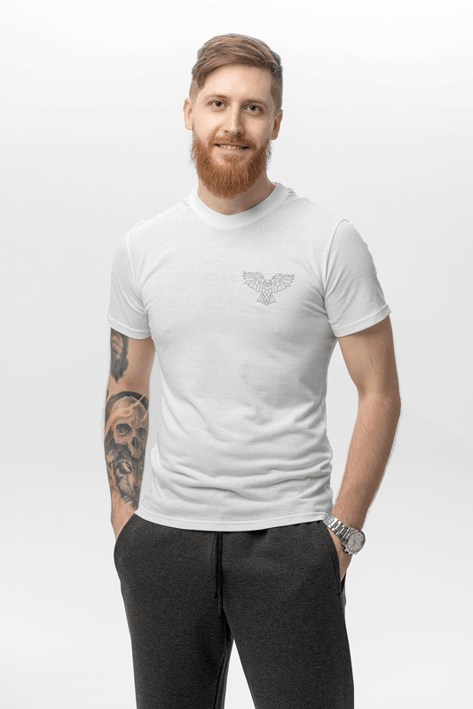 Tricou alb Almam din bumbac 100%, cu gât rotund elastic, confortabil și perfect pentru purtare zilnică