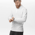 Tricou Polo alb cu mânecă lungă din bumbac 100%, guleras confortabil – perfect pentru un look elegant și casual