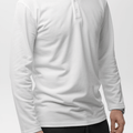 Tricou Polo alb cu guleras și mânecă lungă, fabricat din bumbac de calitate, ideal pentru stiluri casual și business