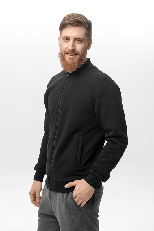 Bomber casual negru cu buzunare frontale – potrivit pentru echipe și angro