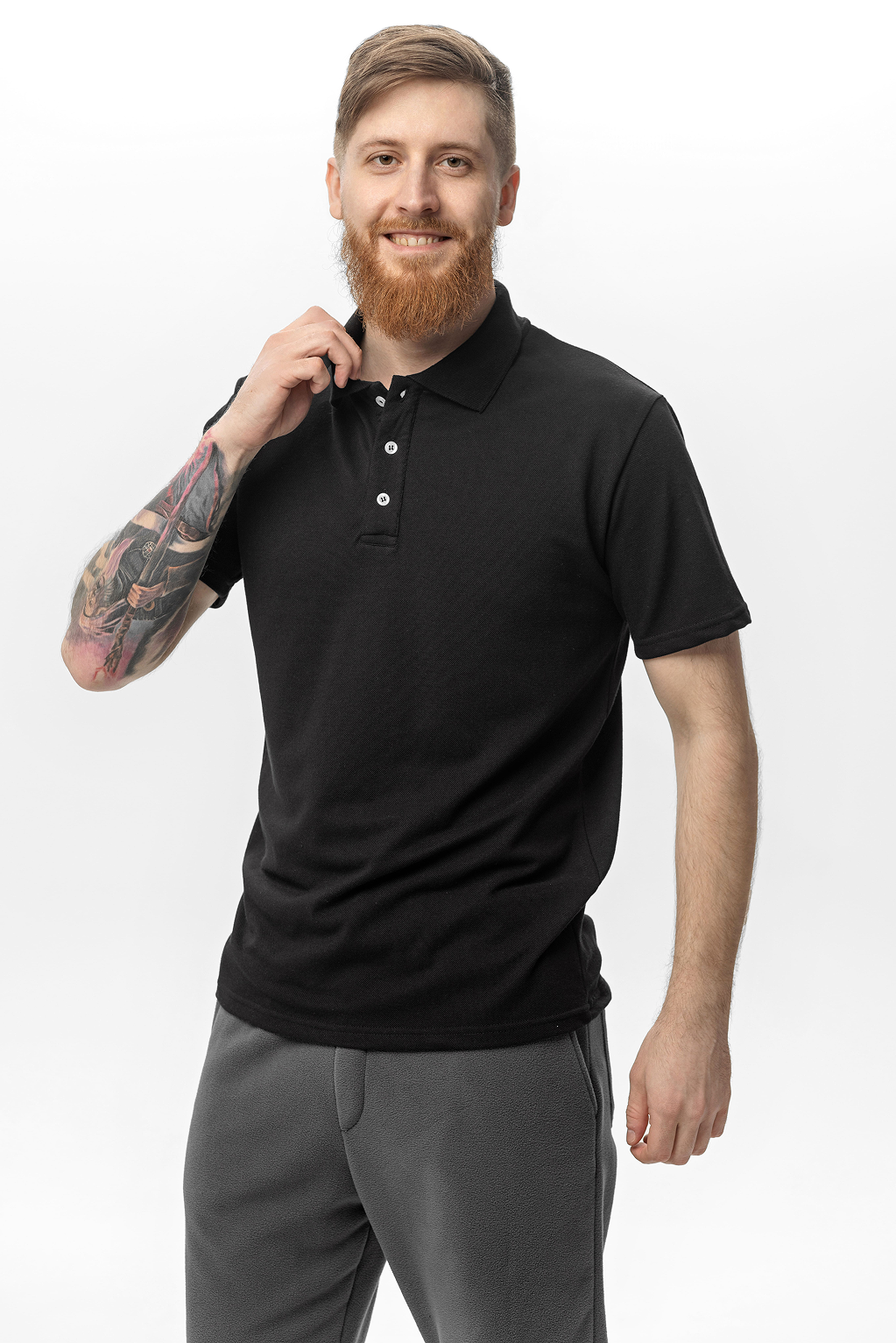 Tricou Polo negru din bumbac 100%, pentru bărbați, cu guleras și mâneci scurte – confortabil și versatil, perfect pentru diverse ocazii