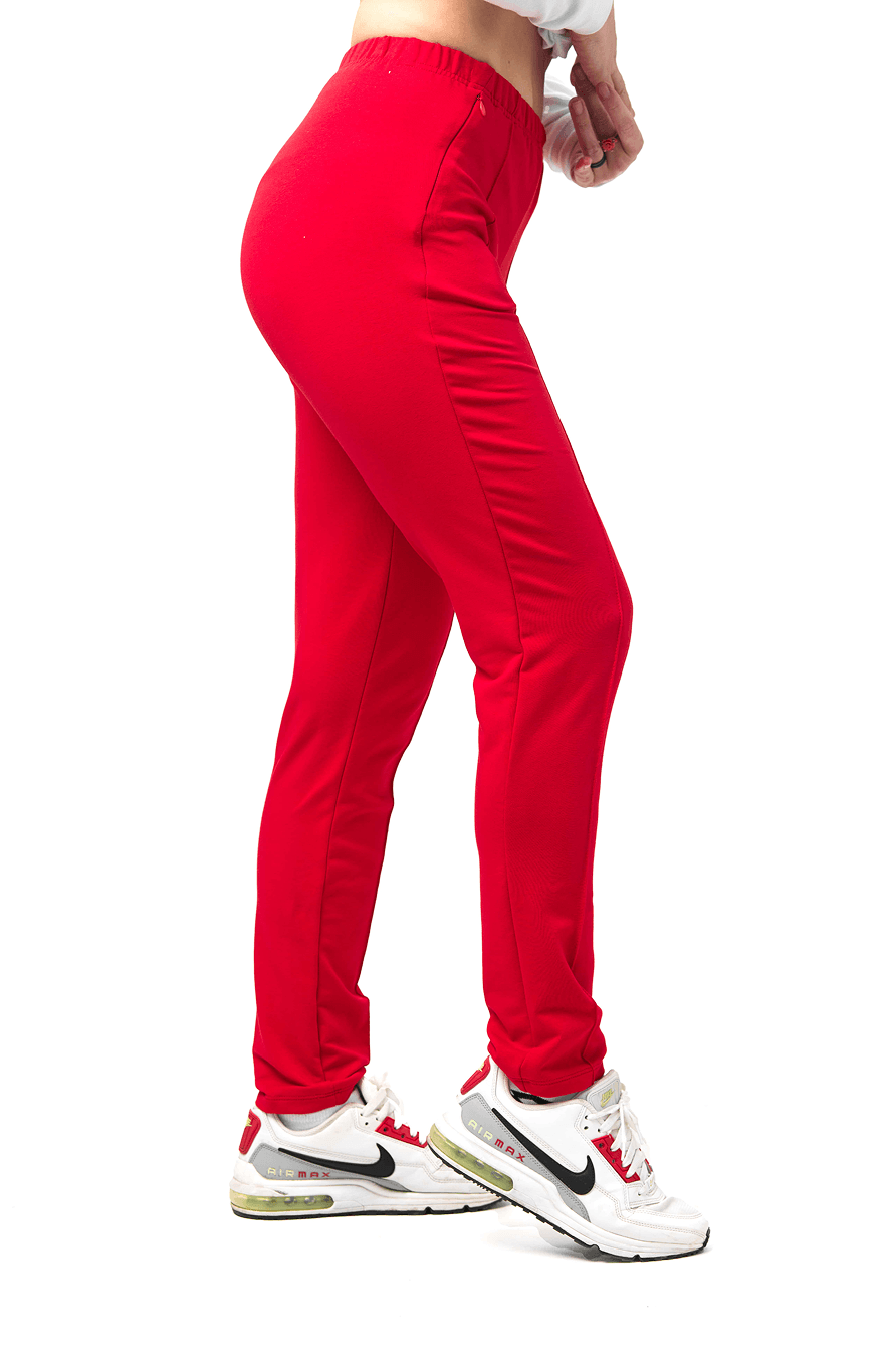 Pantaloni sport roșii pentru femei – material flexibil, perfect pentru sport, plimbare sau angro