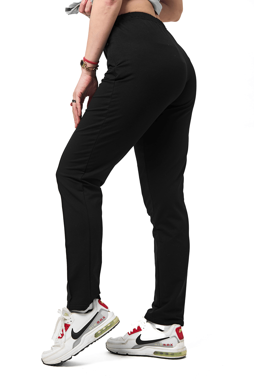 Pantaloni sport damă negri – confecționați în Moldova, elastici și comozi pentru activități zilnice
