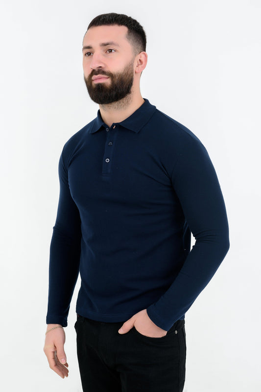 Tricou Polo cu mânecă lungă albastru închis – ideal pentru comercianți și cumpărători individuali din Republica Moldova, 100% bumbac de calitate superioară. Disponibil la preț angro avantajos.