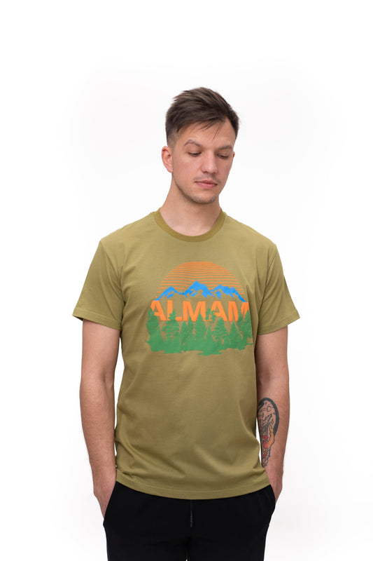 Tricou Almam din bumbac pentru bărbați, cu printul firmei