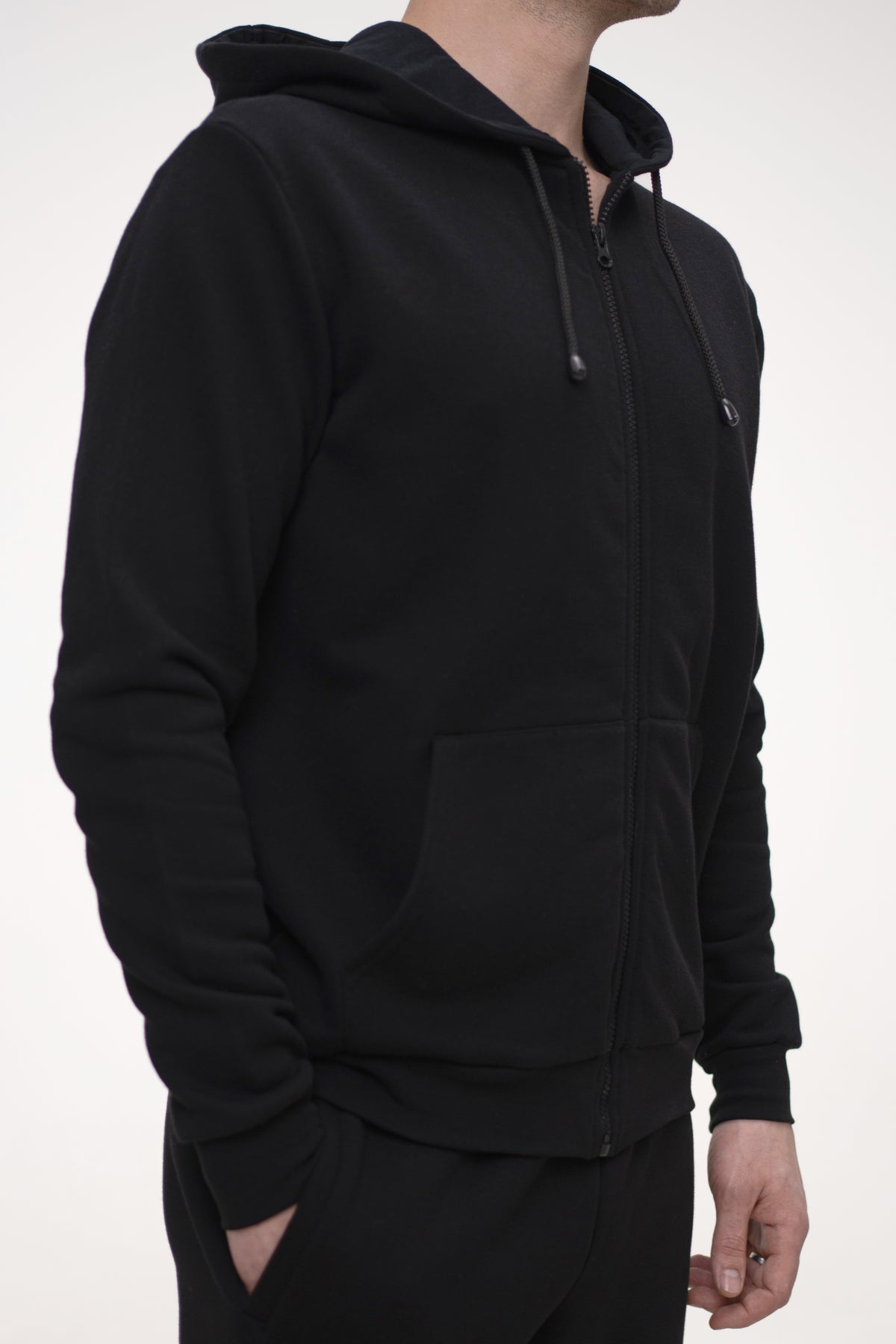 Men's zip-up hoodie, black