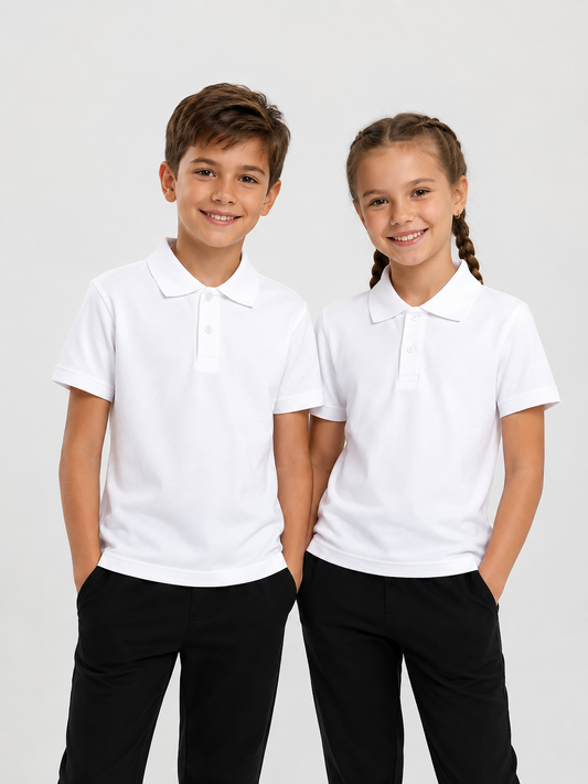 Tricou Polo Copii - Alb