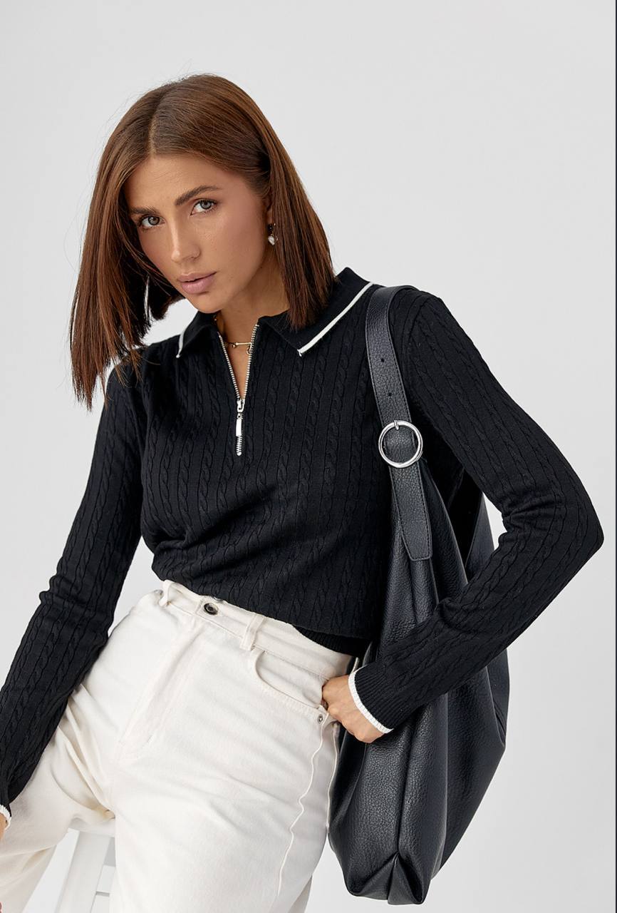 Pulover Dame tricotată cu fermoar