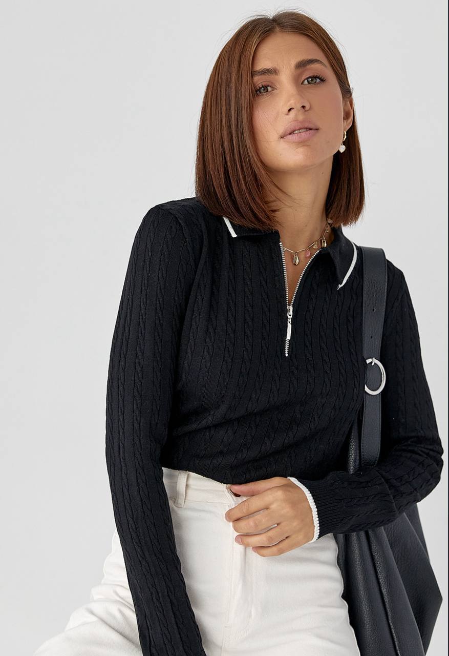 Pulover Dame tricotată cu fermoar