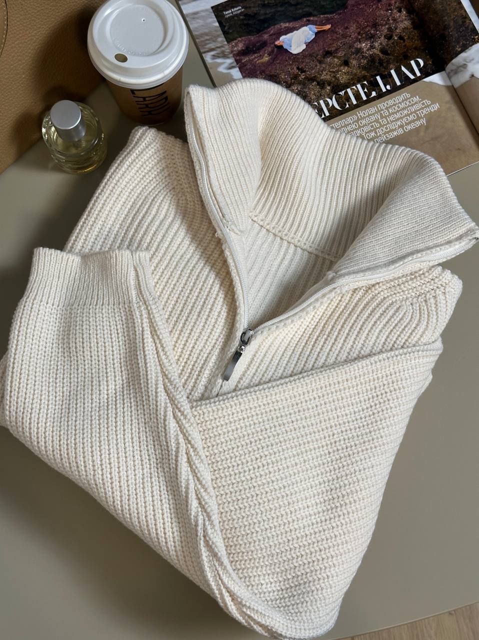 Pulover Dame Cafeniu-Ivory