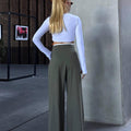 Pantaloni de damă, culoare verde deschis, țesătură premium de 280 g/m², perfecți pentru orice ocazie.